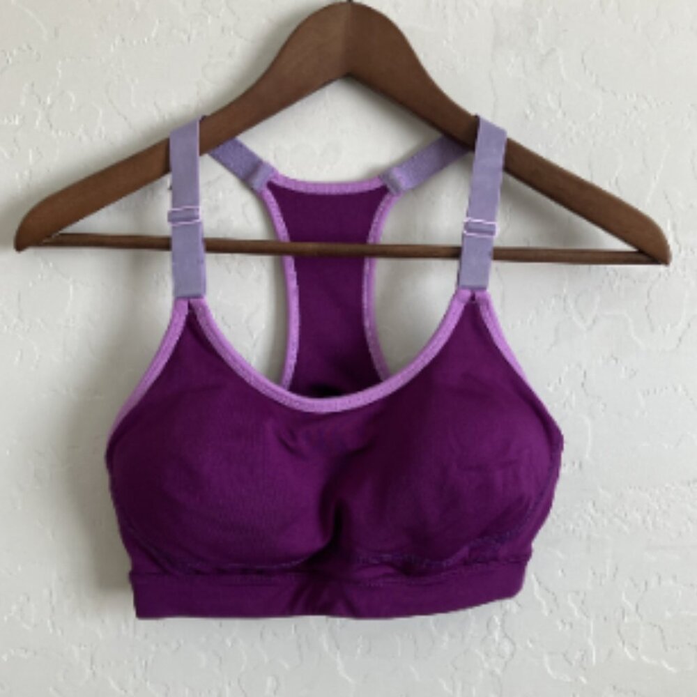 Womens S Sports Bra Pink Purple Padded Gym Running Medium Support Tek Gear
